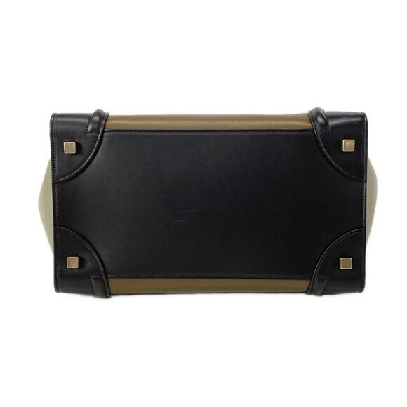 CELINE Luggage Mini Shopper - Black Brown Light gray Leather Handbag 925-070125 - Picture 5 of 14